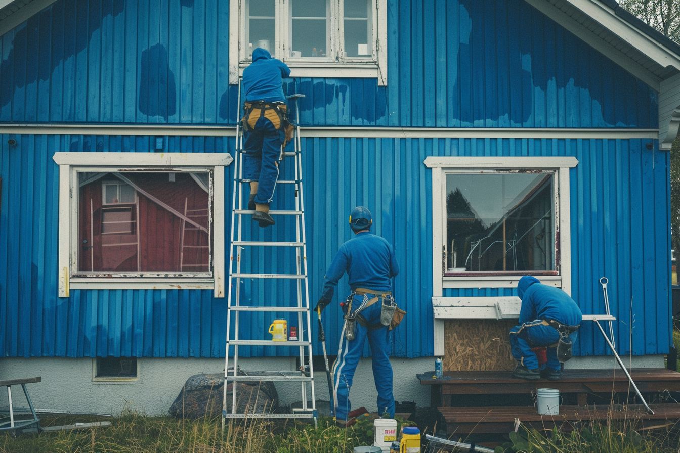 Målare från Petersbygg målar en husfasad